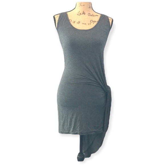 STELLA LUCE Asymmetrical Bodycon Mini Dress Stretch Jersey Knit Side Knot Large - Picture 3 of 6